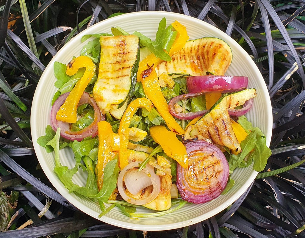 Griddled courgette and pepper salad