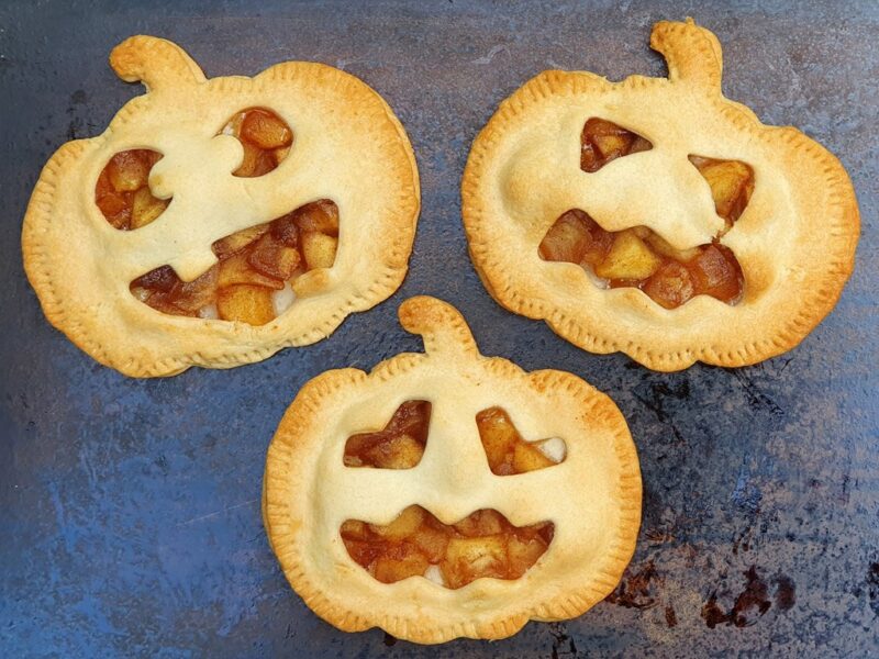 Halloween pumpkin mini apple pies