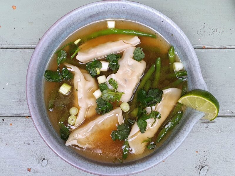 Miso soup with gyoza