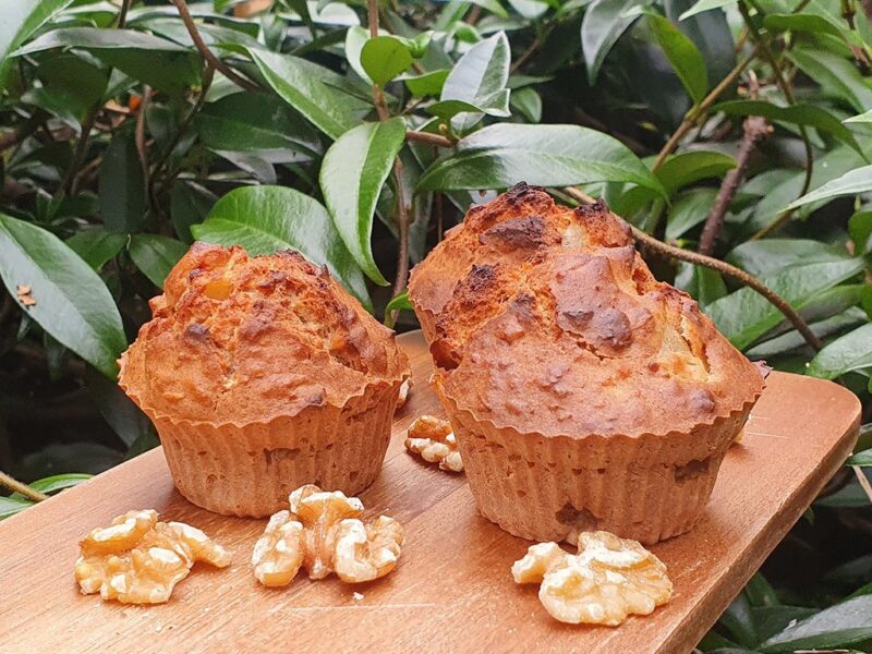 Pear and walnut muffins