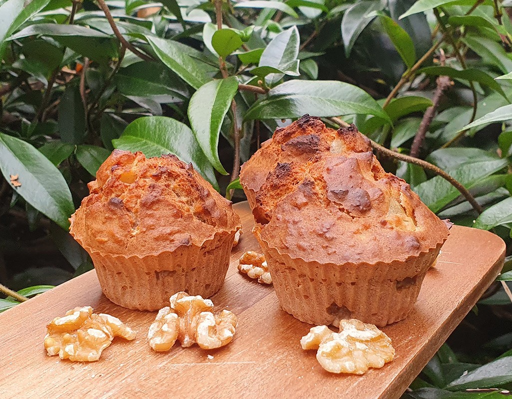 Pear and walnut muffins