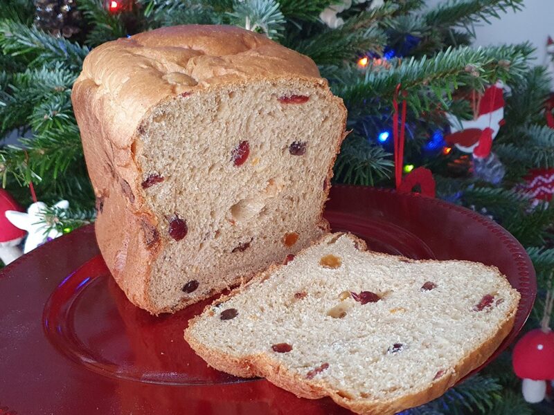 Dairy-free cherry panettone made in bread machine