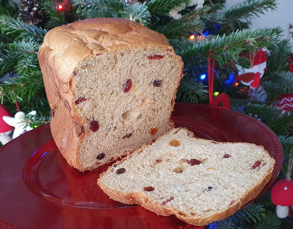 Dairy-free cherry panettone made in bread machine