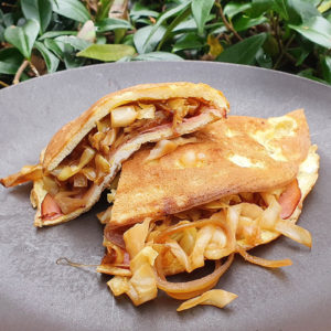 Black forest ham and cabbage omelette