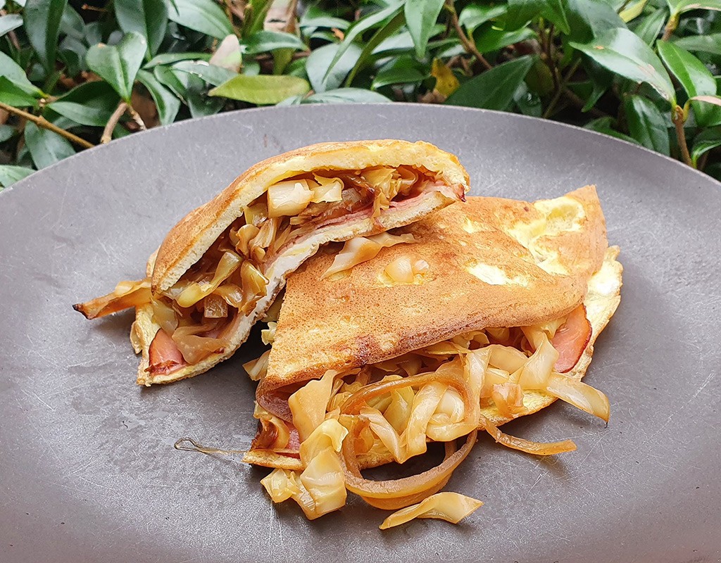 Black forest ham and cabbage omelette