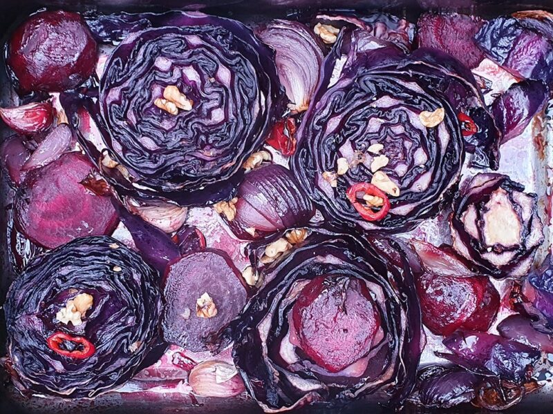 Maple baked red cabbage and beetroot