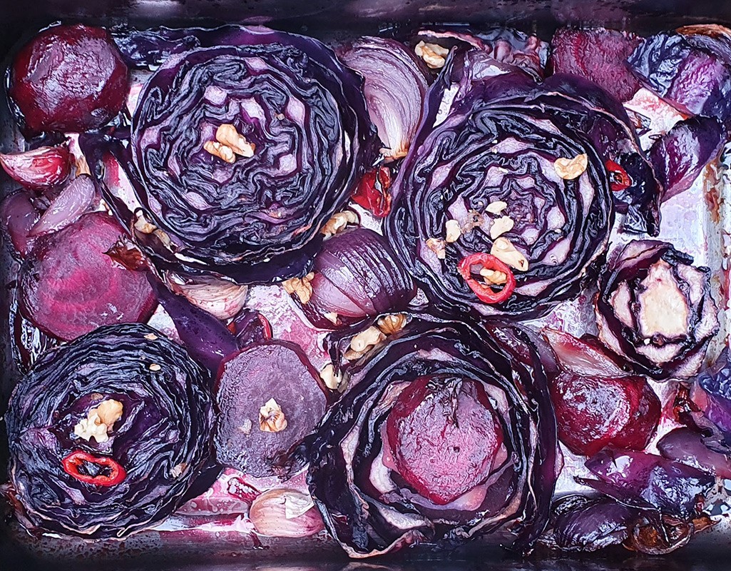 Maple baked red cabbage and beetroot