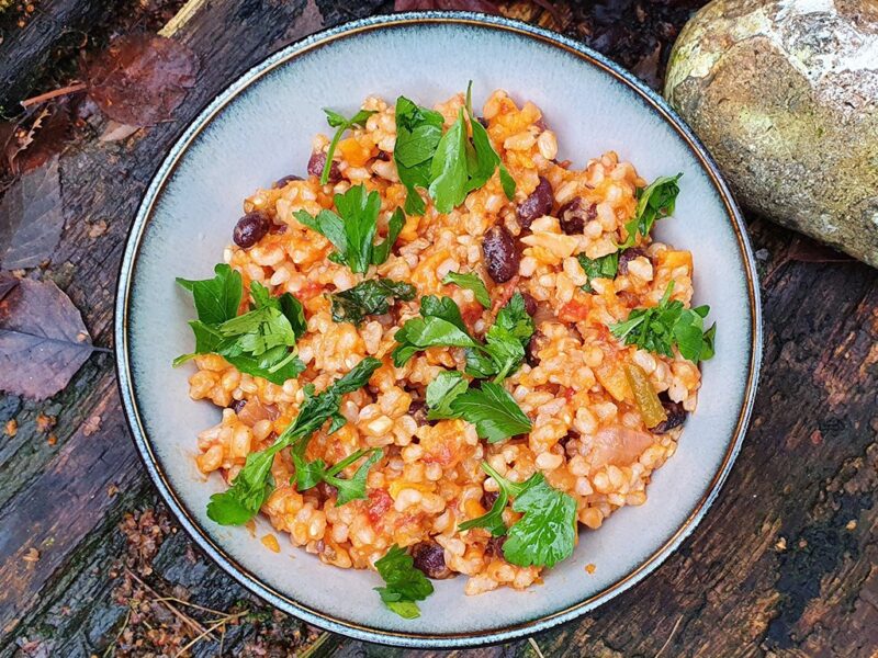 Rice with chipotle sweet potato and black beans