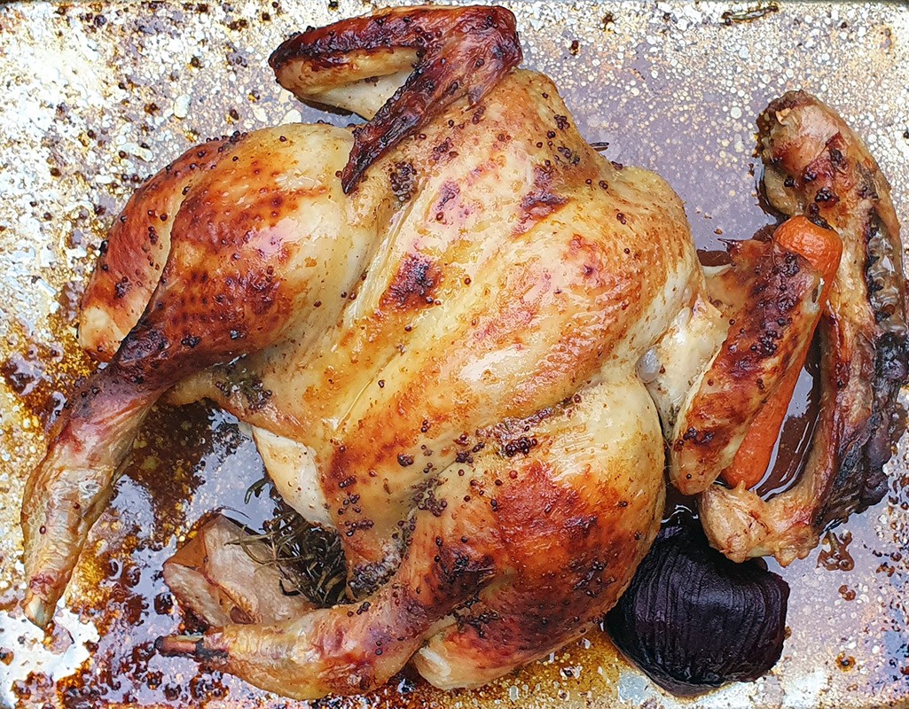 Spatchcock glazed chicken in cider