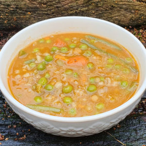 Spiced winter broth with beans and peas