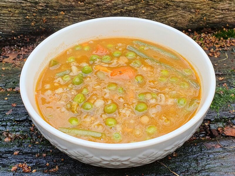 Spiced winter broth with beans and peas