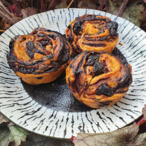 Chocolate and cherry cruffins