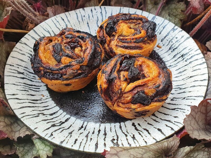 Chocolate and cherry cruffins