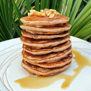 Gluten-free apple and walnut pancakes