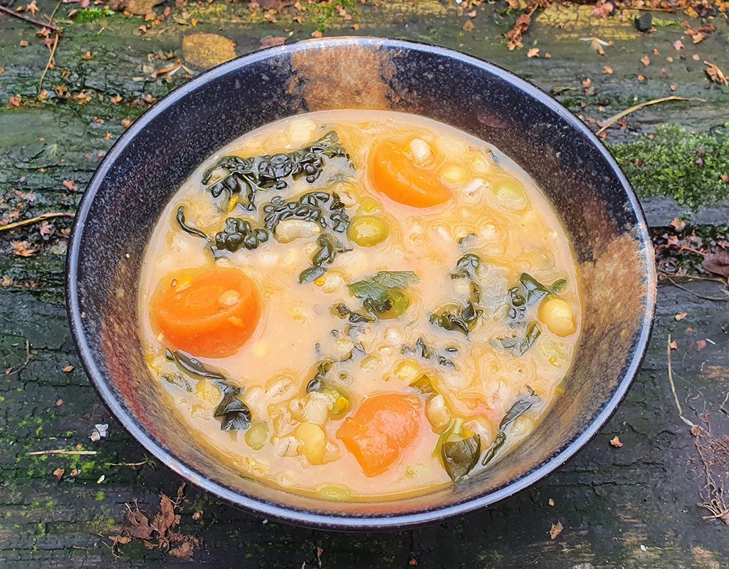 Spiced sweet potato and carrot broth