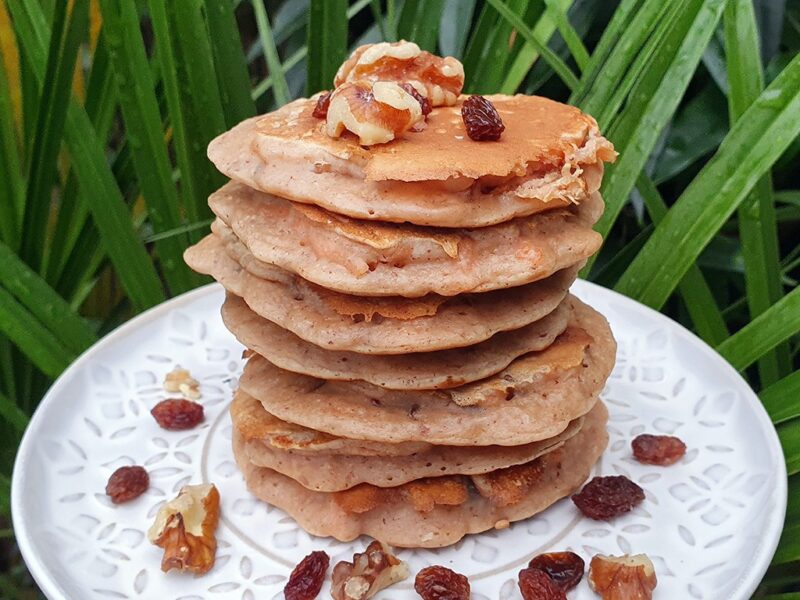 Carrot and walnut pancakes