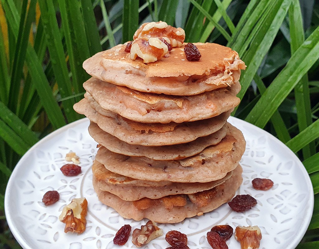 Carrot and walnut pancakes