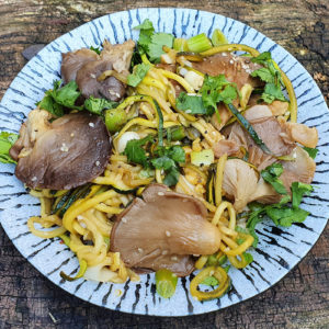 Courgetti with oyster mushrooms