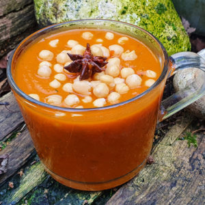 Harissa butternut squash red pepper and chickpeas soup