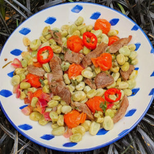 Iberico pork with broad beans