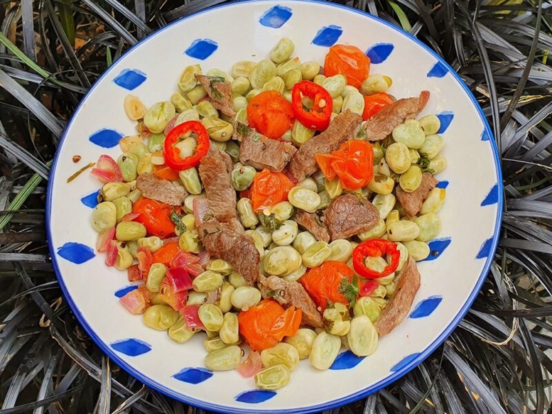 Iberico pork with broad beans