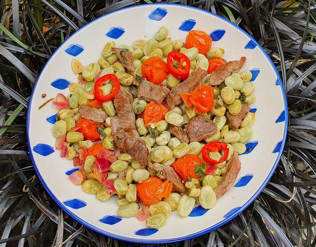 Iberico pork with broad beans