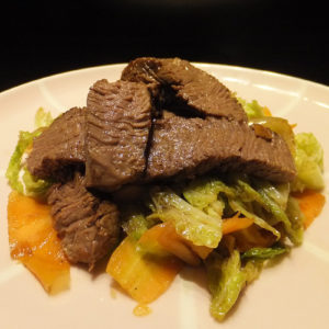 Stir-fried cabbage with steak