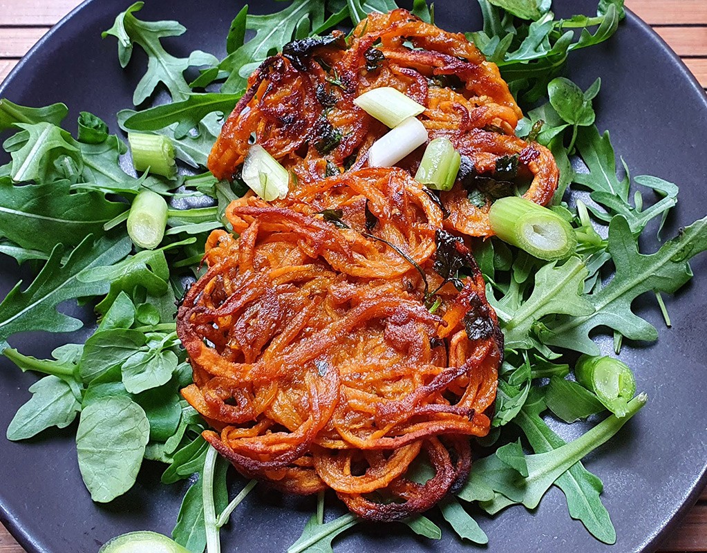 Vegan sweet potato fritters