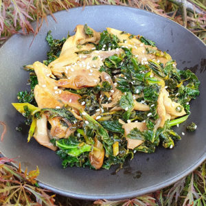 Oyster mushroom and kale fry