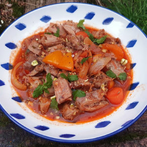 Spiced leftover roast lamb stew