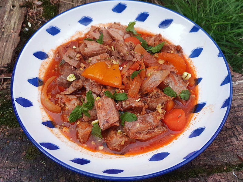 Spiced leftover roast lamb stew