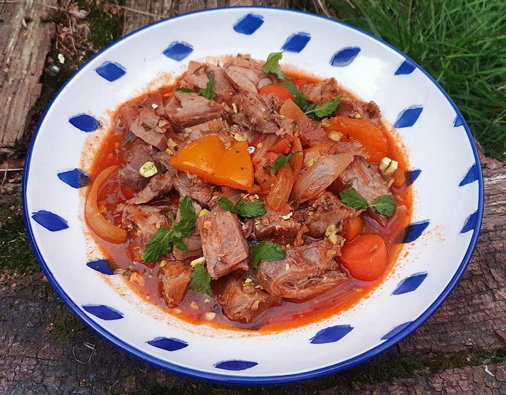 Spiced leftover roast lamb stew