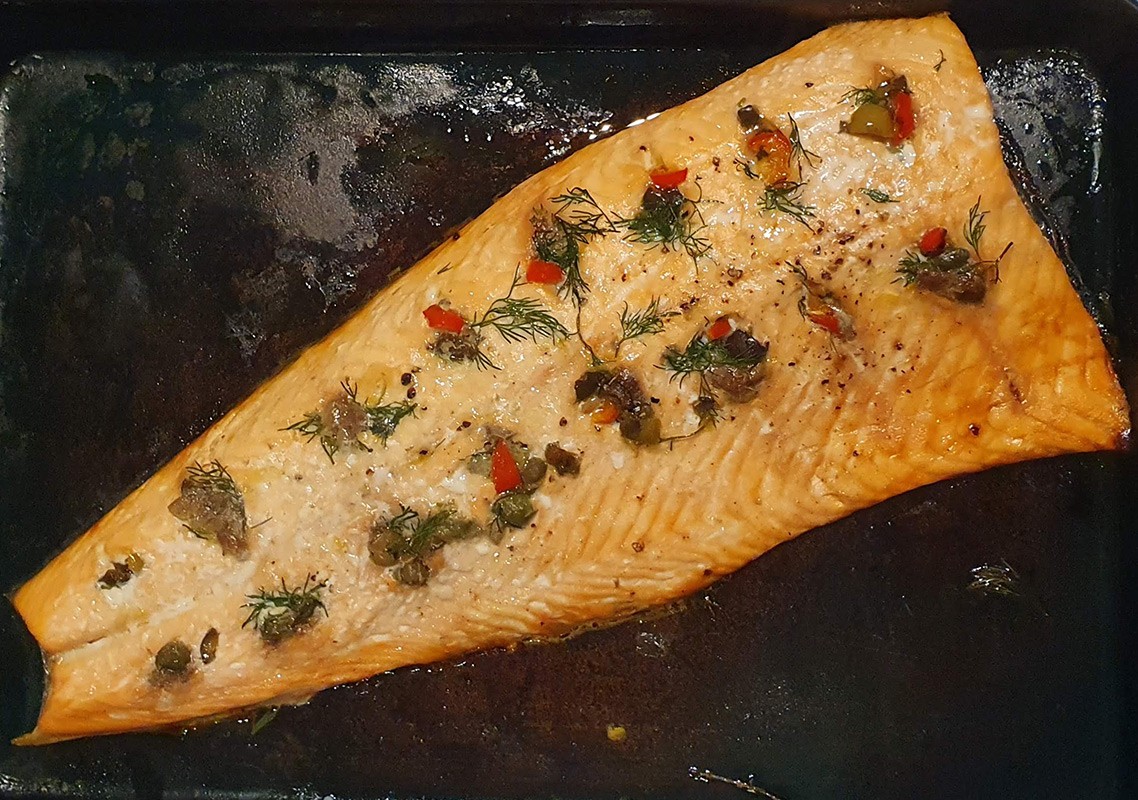 Stuffed side salmon