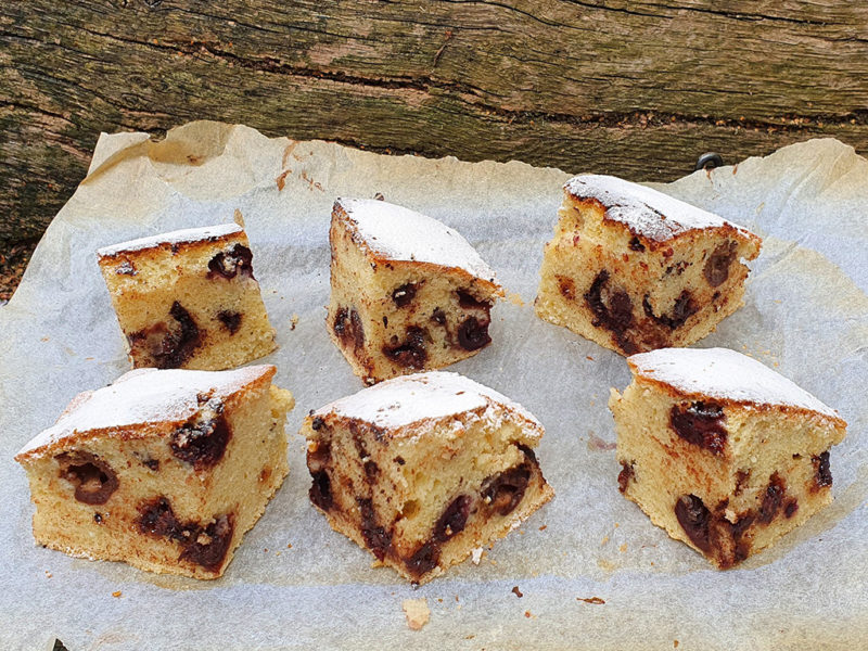 Cherry and chocolate traybake