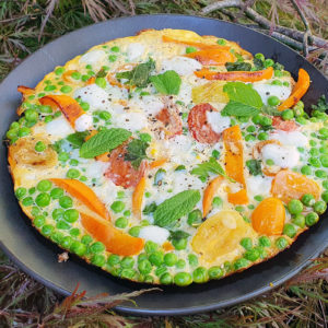 Minty pea, tomato and pepper frittata