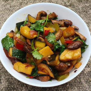 Mushroom and courgette stir-fry