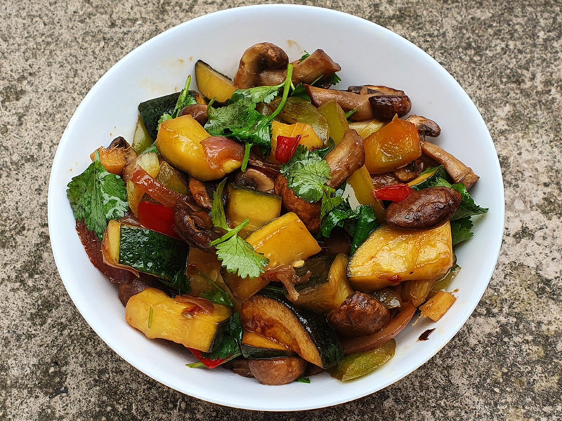 Mushroom and courgette stir-fry