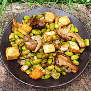 Tofu, Shiitake and Edamame stir-fry