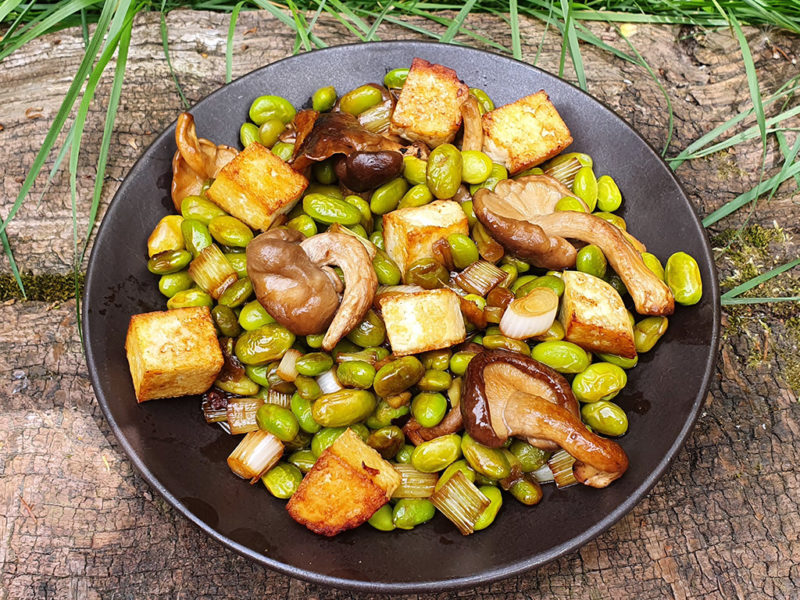 Tofu, Shiitake and Edamame stir-fry