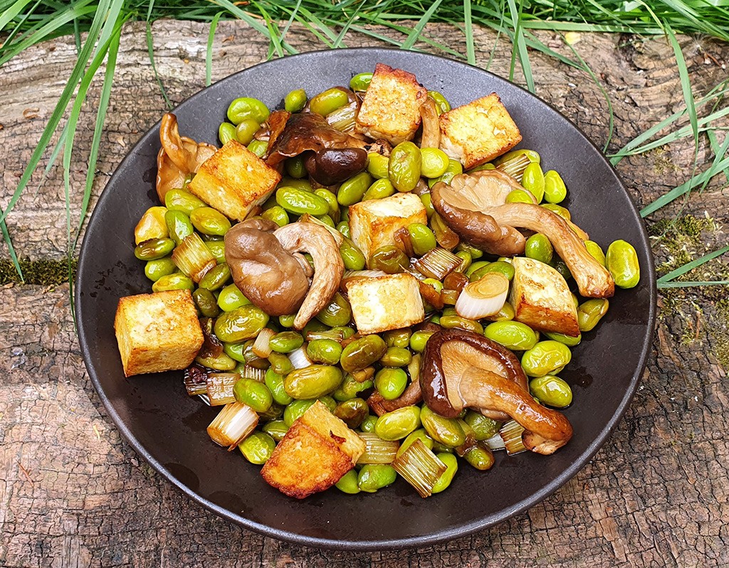 Tofu, Shiitake and Edamame stir-fry