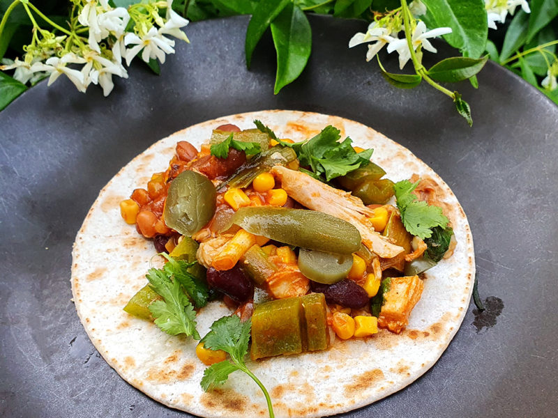 Easy chicken and beans taco