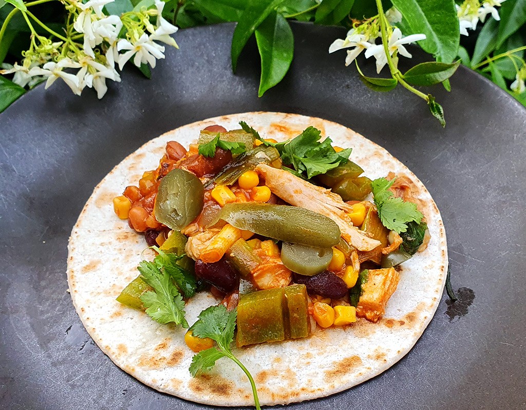 Easy chicken and beans taco