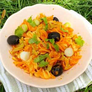 Pasta with spicy sweet potato sauce