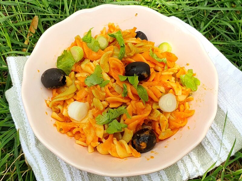 Pasta with spicy sweet potato sauce