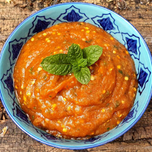 BBQ aubergine and red pepper dip