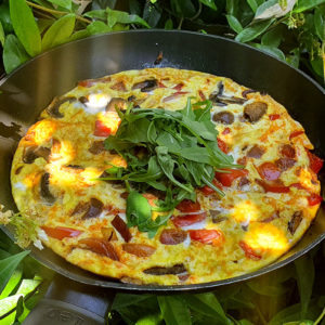 Chorizo, mushroom and red pepper frittata