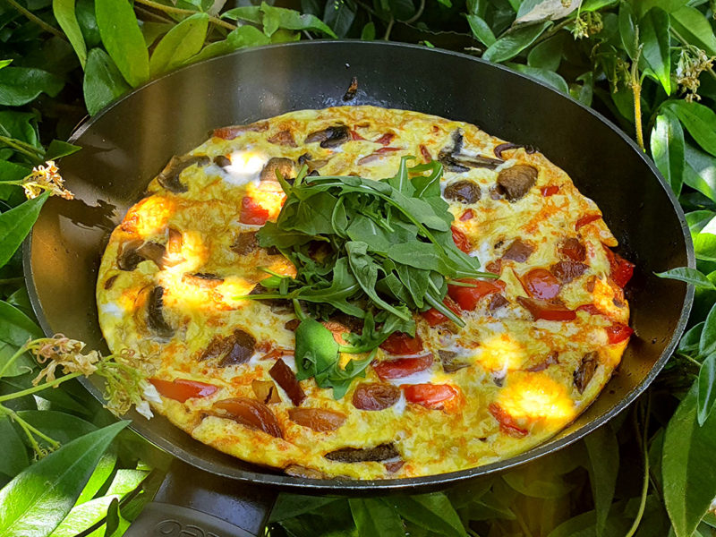 Chorizo, mushroom and red pepper frittata