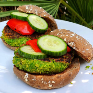 Minty green pea burgers