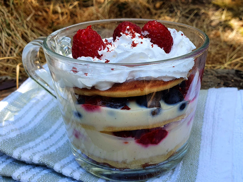 Pancake trifle with berries