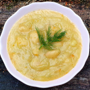 Potato and leek soup with butterbeans